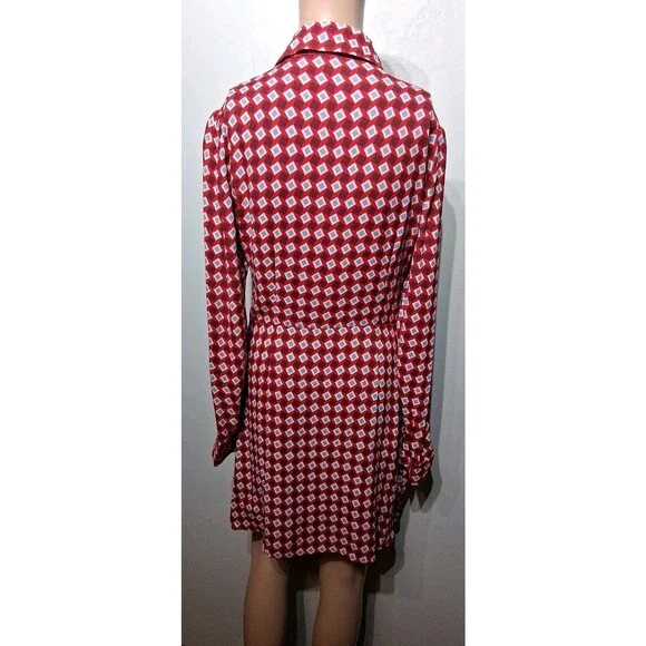 Reformation Hugh Geometric Long Sleeve Mini Shirtdress Size 6 - Picture 4 of 7